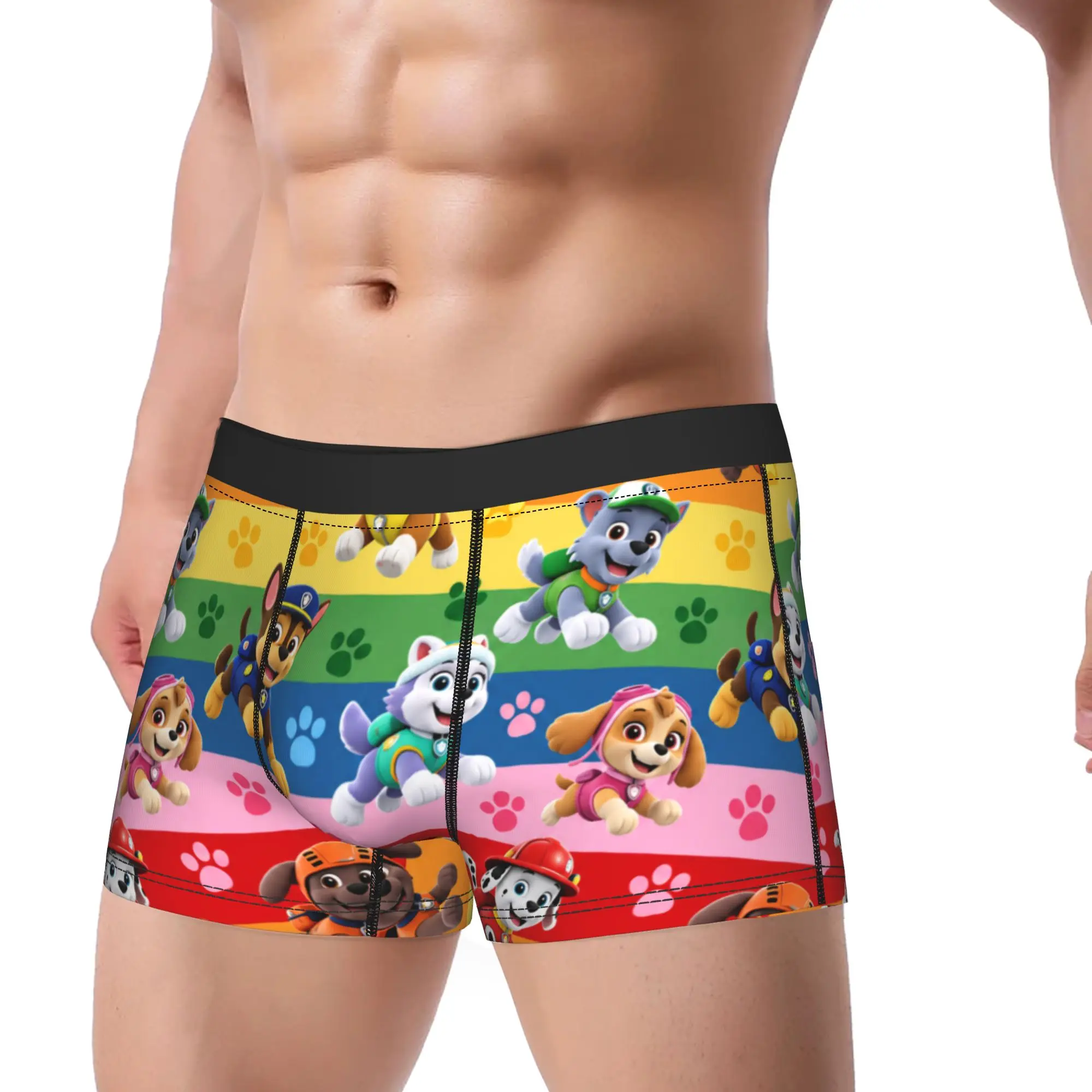 Paw Dogs All Heroes Rainbow Stripes Art Underwear Men Shorts Briefs Classic Boxer Shorts Quality Pattern Oversize Underpants