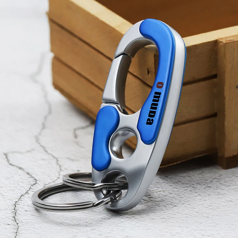 New Car Business Keychain Key Rings Stainless Steel Buckle Outdoor Carabiner Climbing Tools Double Ring Car Keychain Keyring