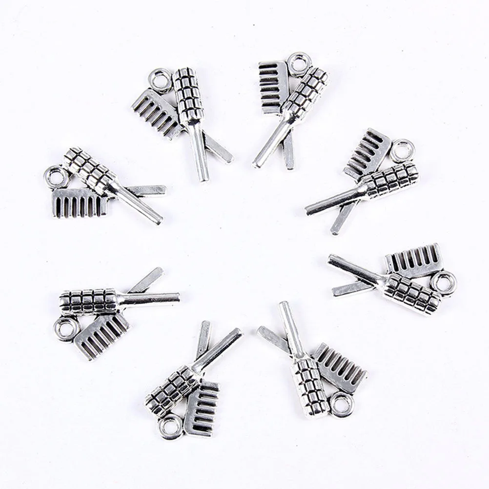 

40 шт., набор подвесок в стиле ретро, серебряные зеркальные ножницы, расческа, сделай сам, ювелирные изделия, компоненты для брелка, свитер, цепочка, ножной браслет