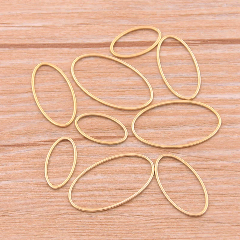 10pcs 3 Size Oval Charm Gold Color Stainless Steel Pendant Open Bezels Hollow Pressed Resin Frame Mold Bezel DIY Jewelry Making