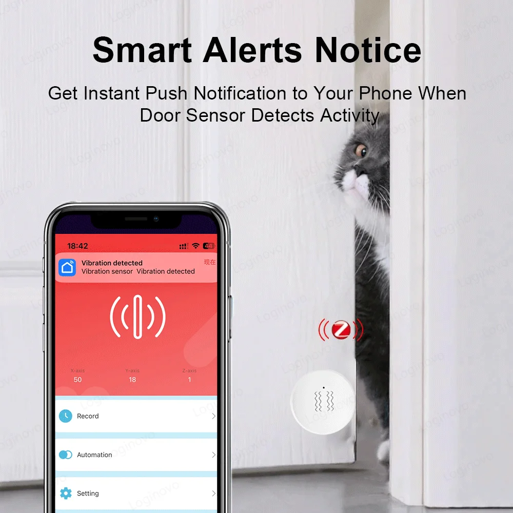 Tuya ZigBee 진동 기울기 센서, 문짝 창문 경보 감지, 스마트 홈 자동화 보안 보호 시스템, 알렉사 구글
