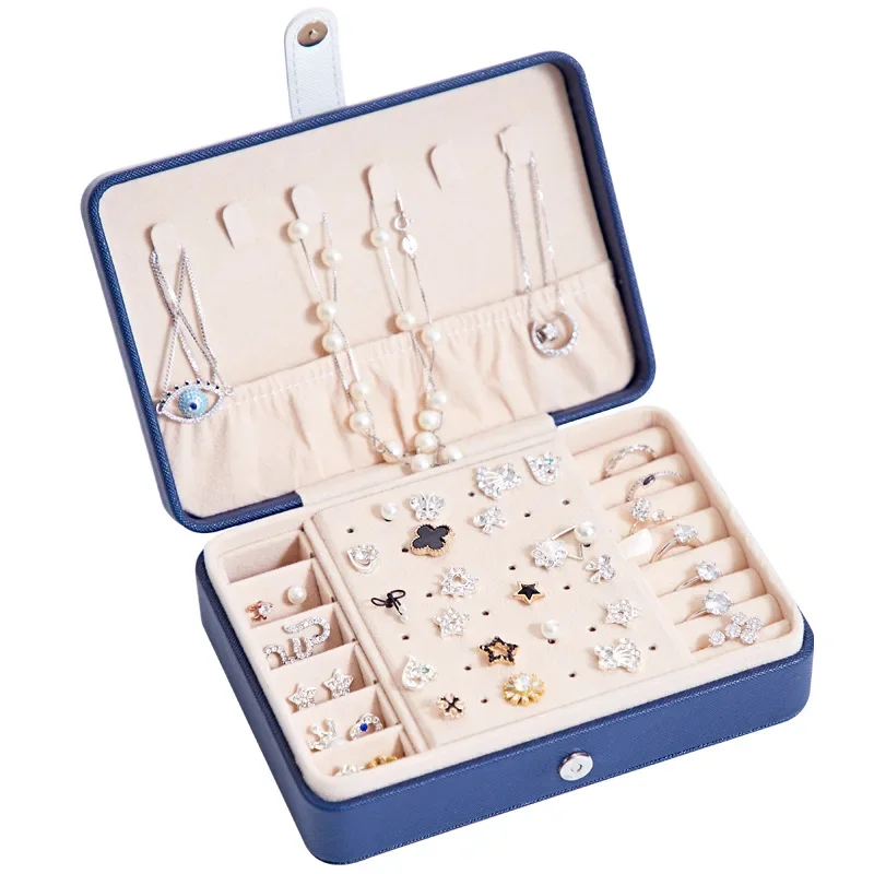 Portable PU minimalist  earrings multifunctional jewelry storage box wholesale