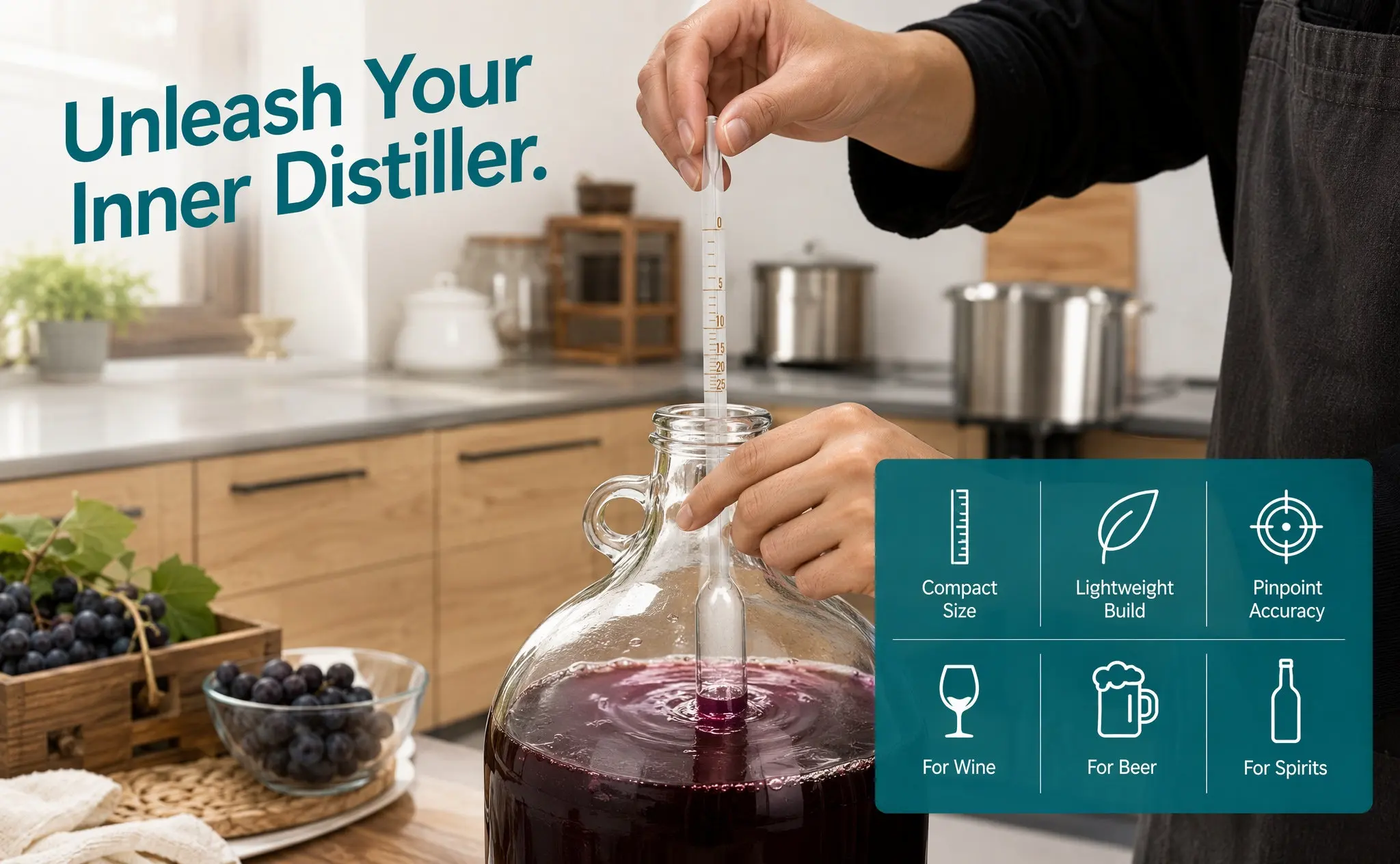 Alcohol Meter Glass Hydrometer Alcoholtester for Wine Brewing Accurate Portable Liquor Tester Hydrometer Alcoholmeter