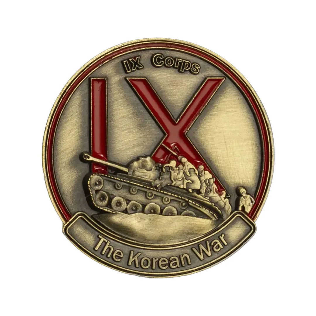 Korean War(1950-1953) Forgotten War 38TH Parallel Copper Plated Souvenir Coin US.Army IX Corps Commemorative Coins