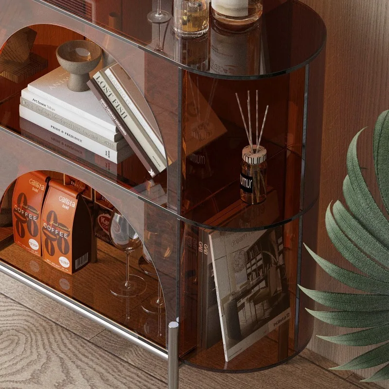 أريكة جانبية لغرفة المعيشة من الأكريليك، رف فاخر وخفيف وحديث وبسيط، خزانة شاي جانبية للتخزين المنخفض