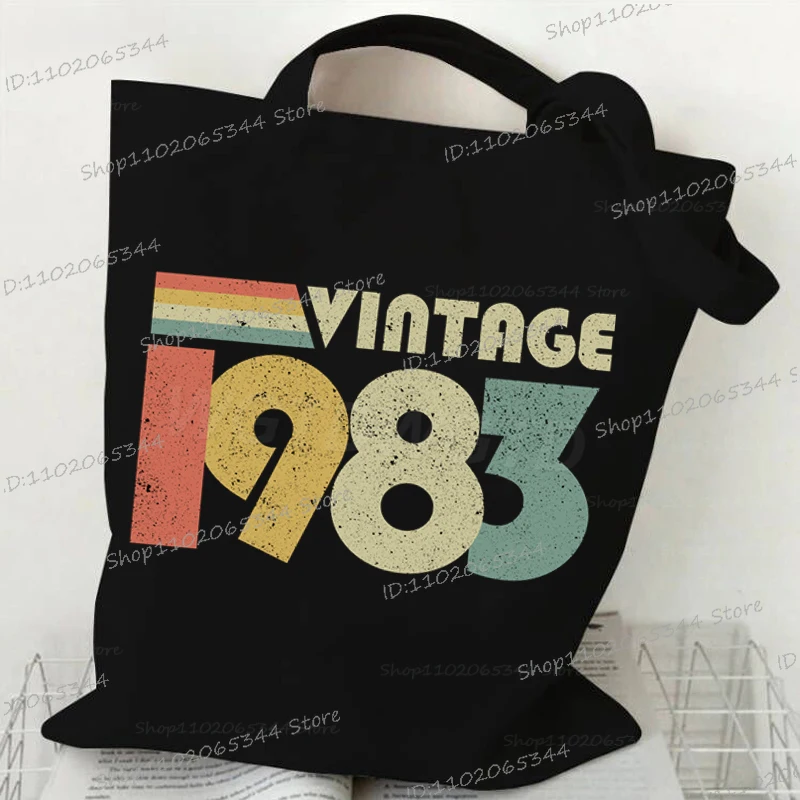 ヴィンテージ 1985年 40歳の誕生日 ショルダーバッグ レディース メンズ エコ デイリー ショッピングバッグ カジュアル レトロ 1980年代～1989年代 キャンバス クラシック トートバッグ