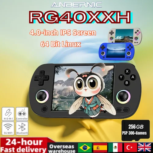 ANBERNIC-consola de juegos portátil Retro RG40XX H, 64 bits, Linux, pantalla IPS de 4,0 pulgadas, compatible con 5G, WiFi, Bluetooth, salida HDMI-TV, RG40XXH