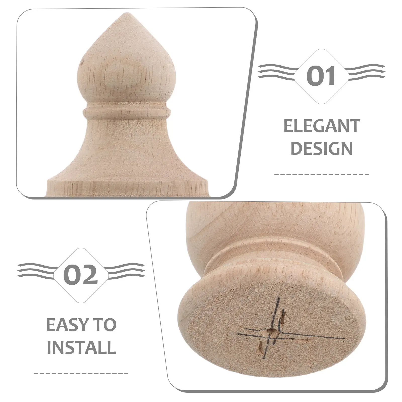 Stainless Steel Handrail Stair Railing Wood Halloween Christmas Decorative Wood Finials Interior Staircase Railing 2PCS
