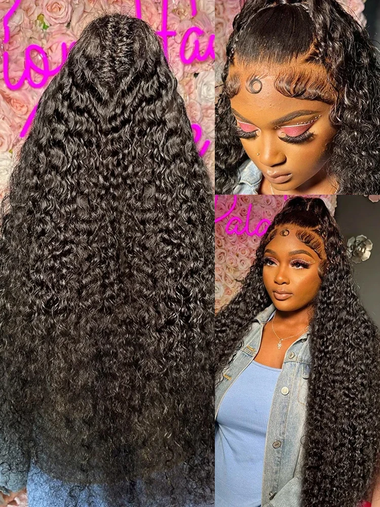 Peruka z ludzkich włosów, głęboka fala, 30-40 cali, typu lace front 13x4 lub 13x6, gęstość 250, kręcone włosy, peruka full lace frontal 360, dla czarnoskórych kobiet.