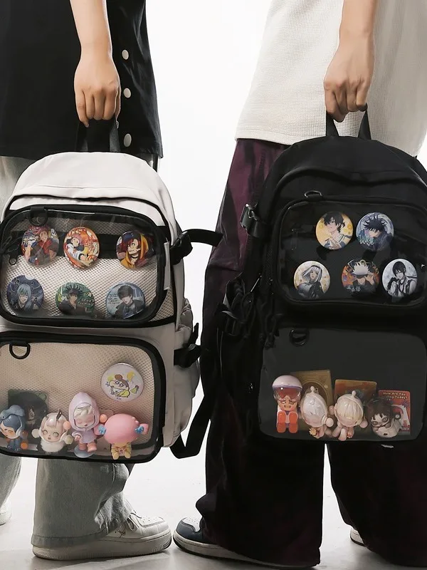 Multi Layer Clear Window Ita Bag Backpack for Otaku Collect Pins Badges Figures Large Capacity Casual Student Shoulder Rucksack