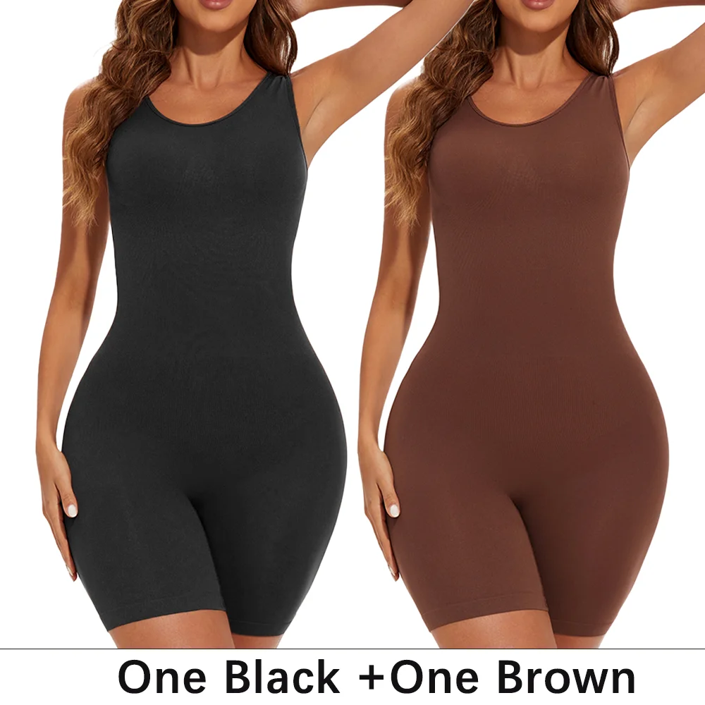 POKARLA Sexy Bodysuits mit vollständiger Abdeckung, formende Shapewear, Oberschenkelstraffender Body, Jumpsuit mit breiten Trägern, nahtloser Body Shaper, schlankmachender Einteiler
