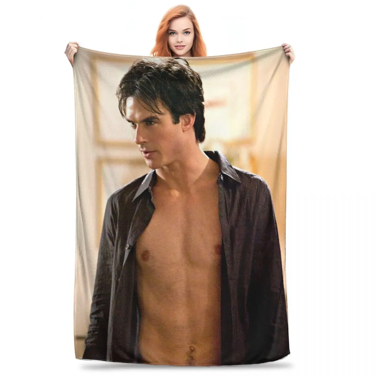 Hot Damon Scene Blankets Flannel Warm Sofa Throw Blankets For Home Bedroom Travel Throws Bedspread Quilt