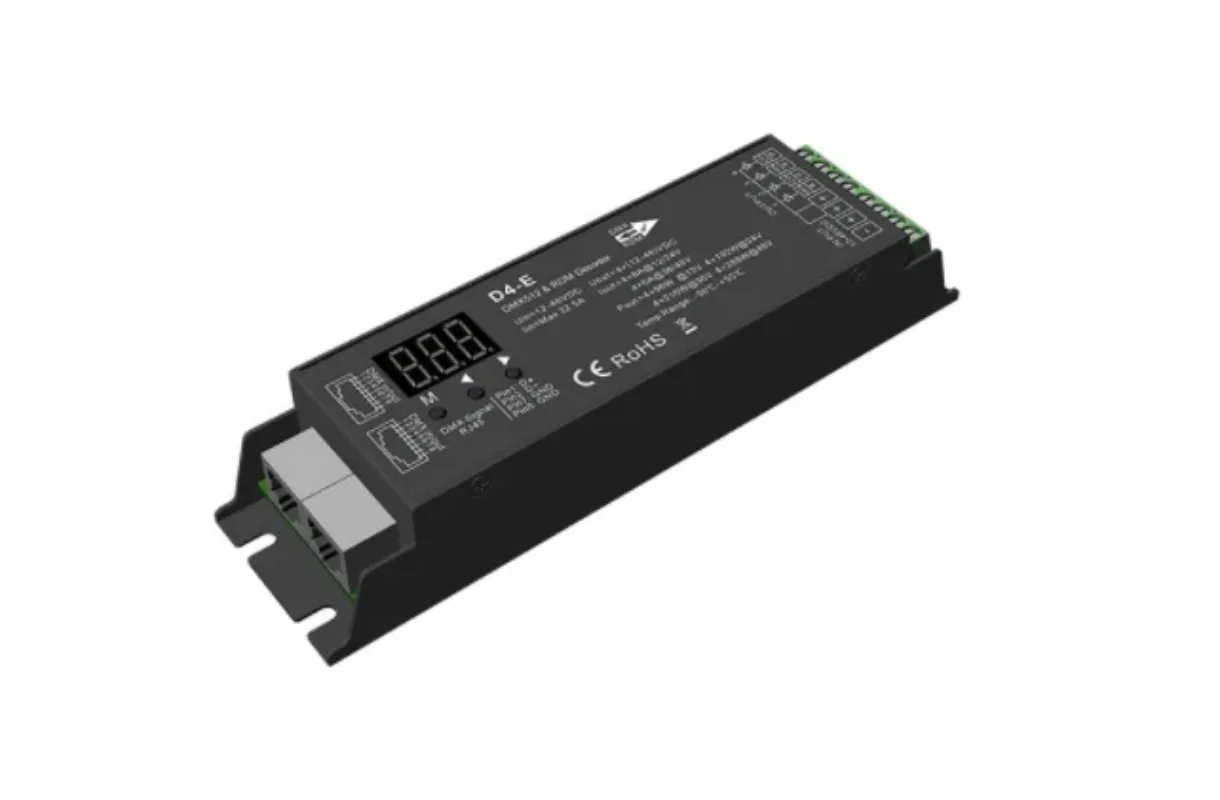 D4-E D4-P 4 Channel PWM DMX Decoder D5-E D5-P 5CH DMX512 Controller Digital Display XLR3 RJ45 DC12-36V 24V For RGB RGB +CCT Tape
