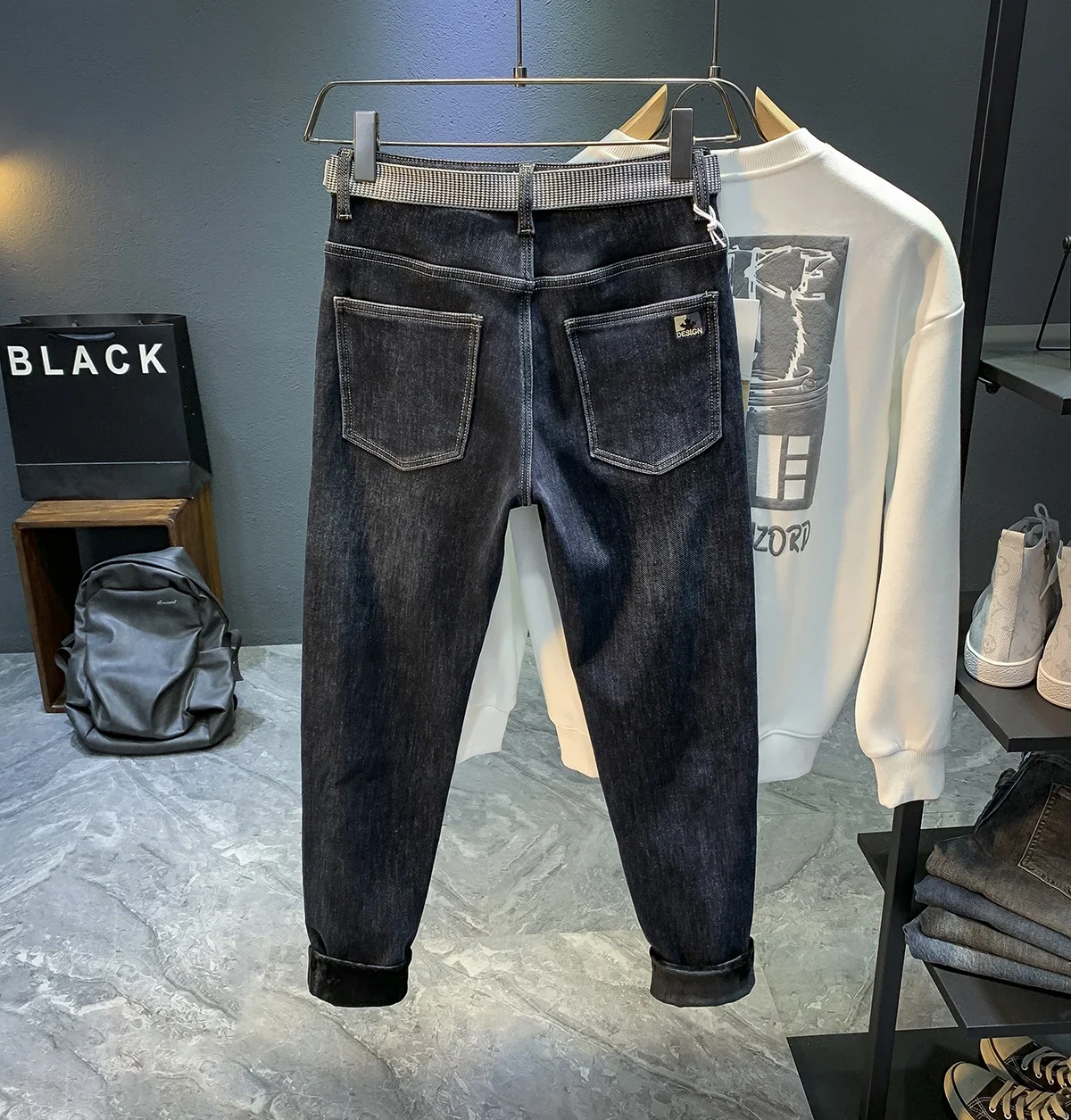 Jeans légers haut de gamme pour hommes, pantalons de littérature épais, vêtements de luxe, isolation en peluche, résilience hivernale