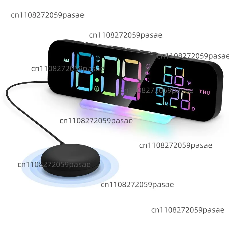 Colorful Vibrating Alarm Clock with Digital Display, Perpetual Calendar, and Vibrator; Dual Alarm, Multi-Function Wall Clock