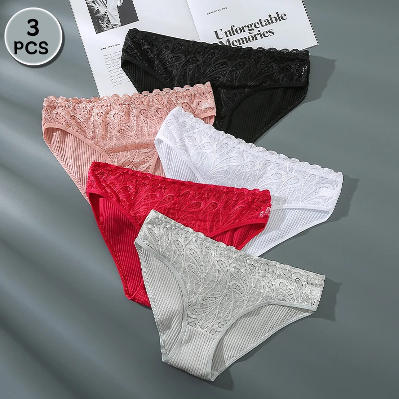 

3PCS Stretch Cotton Women's Panties Comfortable Skin Friendly Women's Underwear Seamless Soft Female Briefs Mid-rise Underpants