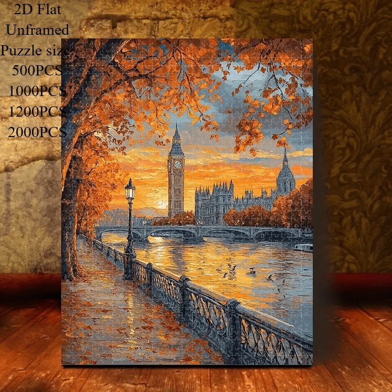 Large Jigsaw Puzzle 500/1000 PCS Big Ben Landscape Paper Puzzles Adult Present Portable Box for Family Games Educational Toys