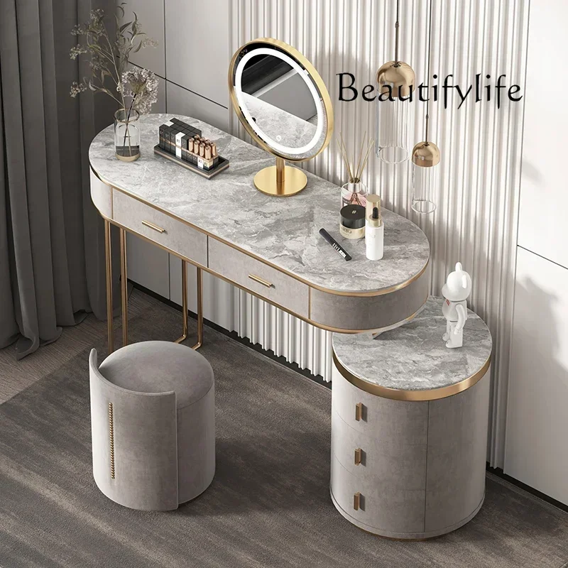 

N simple solid wood storage cabinet integrated makeup table Nordic cream wind rock slab dresser main modern