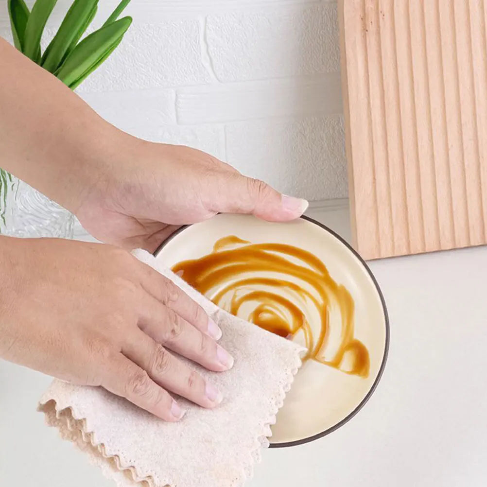 

10pcs Dish Cloths Loofah Kitchen Cleaning Wiping Towels Washable Reusable Non-Stick Oil Absorbent Gentle Touch for Dishes