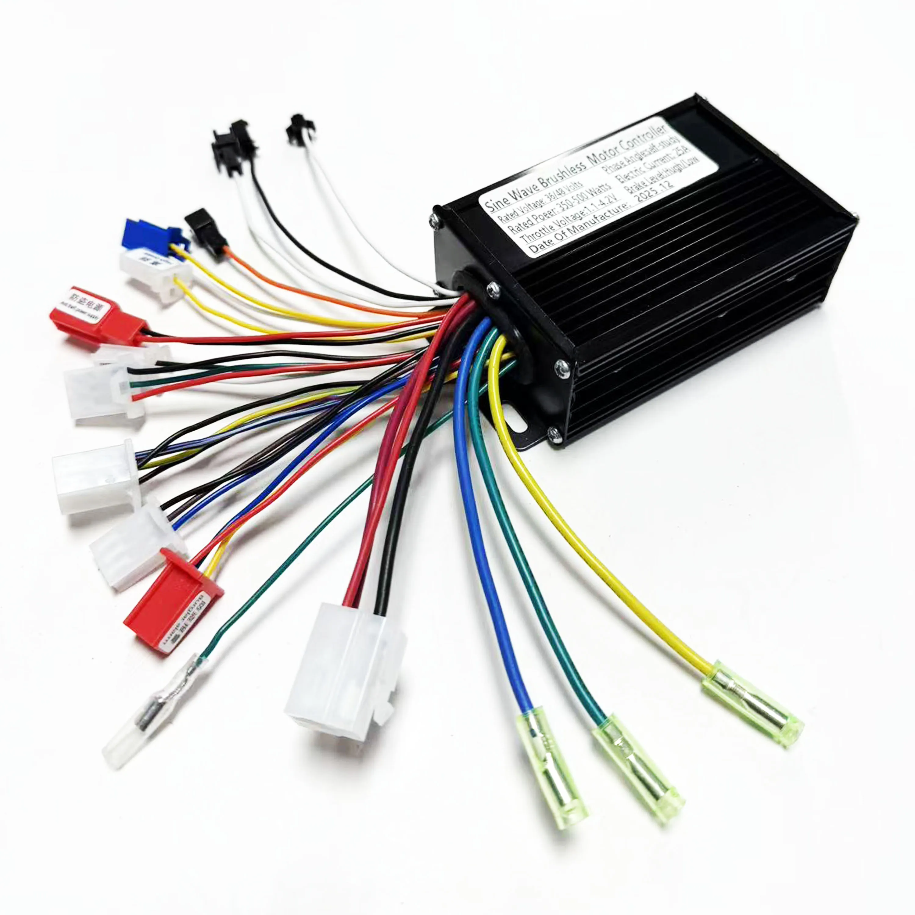 36V/48V 300W/500W 25A Sine Wave Brushless Motor Controller, Tri-mode Sine Wave, for EBike Electric Bicycles and Motorcycles.