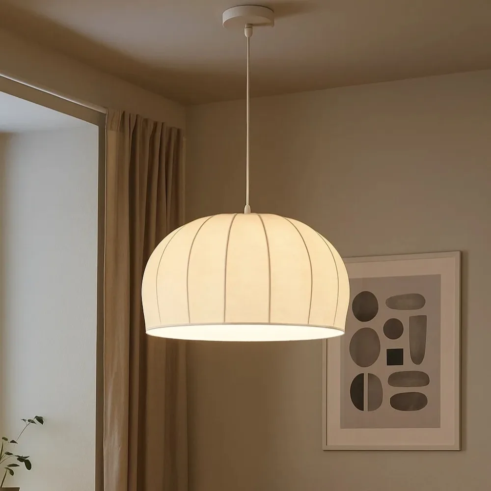 

JOYINLED Nordic Silk Pendant Lamp 40/60CM for Dining Room Bedroom Living Room Japanese Wabi-sabi Chandelier Indoor Lighting E27