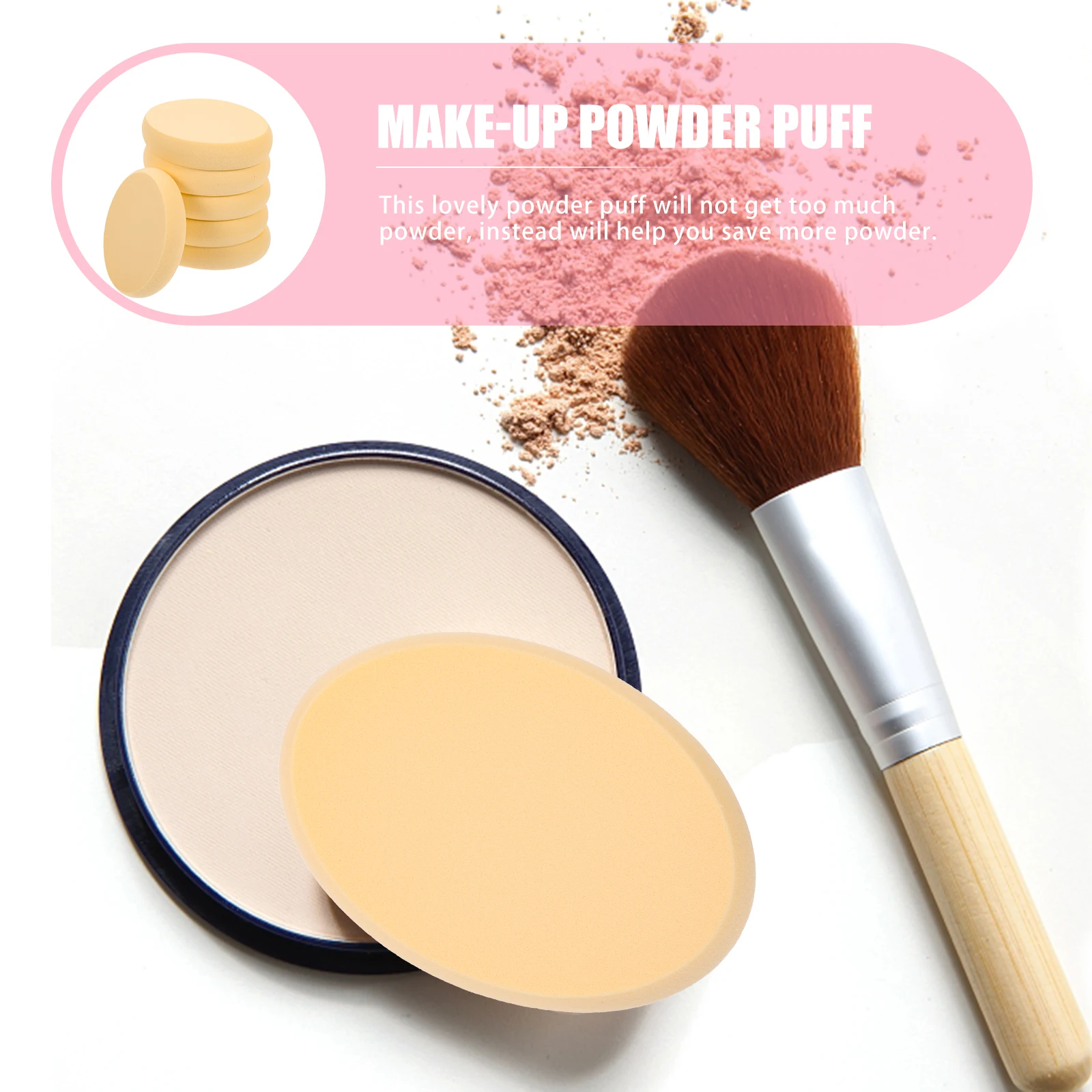 

6Pcs Oval Powder Puff Dual Use Makeup Sponges Soft Supple Compact Lightweight Foundation Application