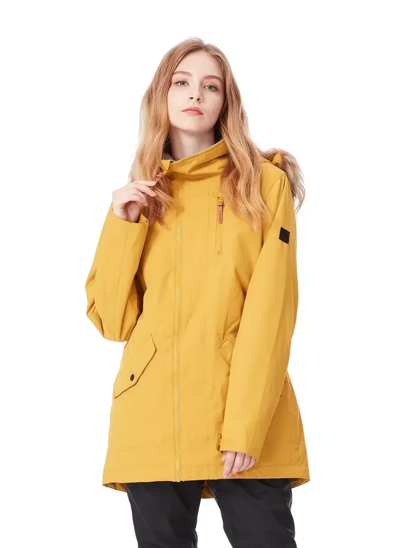 

Women's Snowboard Jacket, Fleece Hood Thermal Ski Jacket, Lightweight Waterproof & Windproof Ski & Snowboard Top