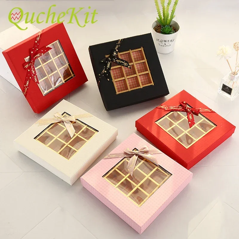 Chocolate Boxes Packaging Wedding Cookie Candy Gift Box With Bow Valentines Day Chocolate Display Box Birthday Party Decoration