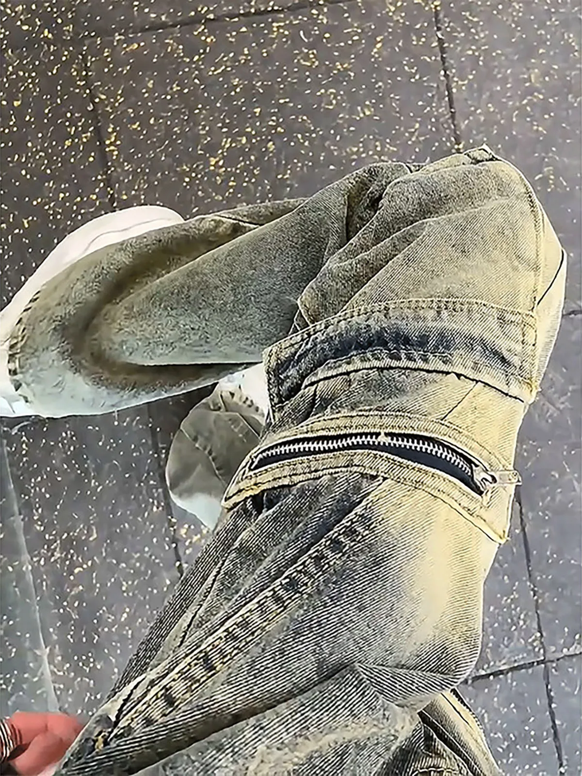 Retro Yellow Mud Color Men's Workwear Jeans Slim Straight Leg Bell Bottoms American Style Teenager Fashion Straight Tube Jeans