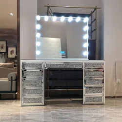 crystal table bedroom furniture set modern crushed diamond mirrored dresser