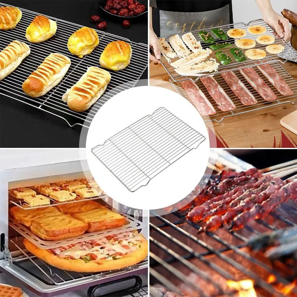 New Stainless Steel Cooling Rack Non-stick Silver Baking Tray Barbecue Cooking Mesh Shelf