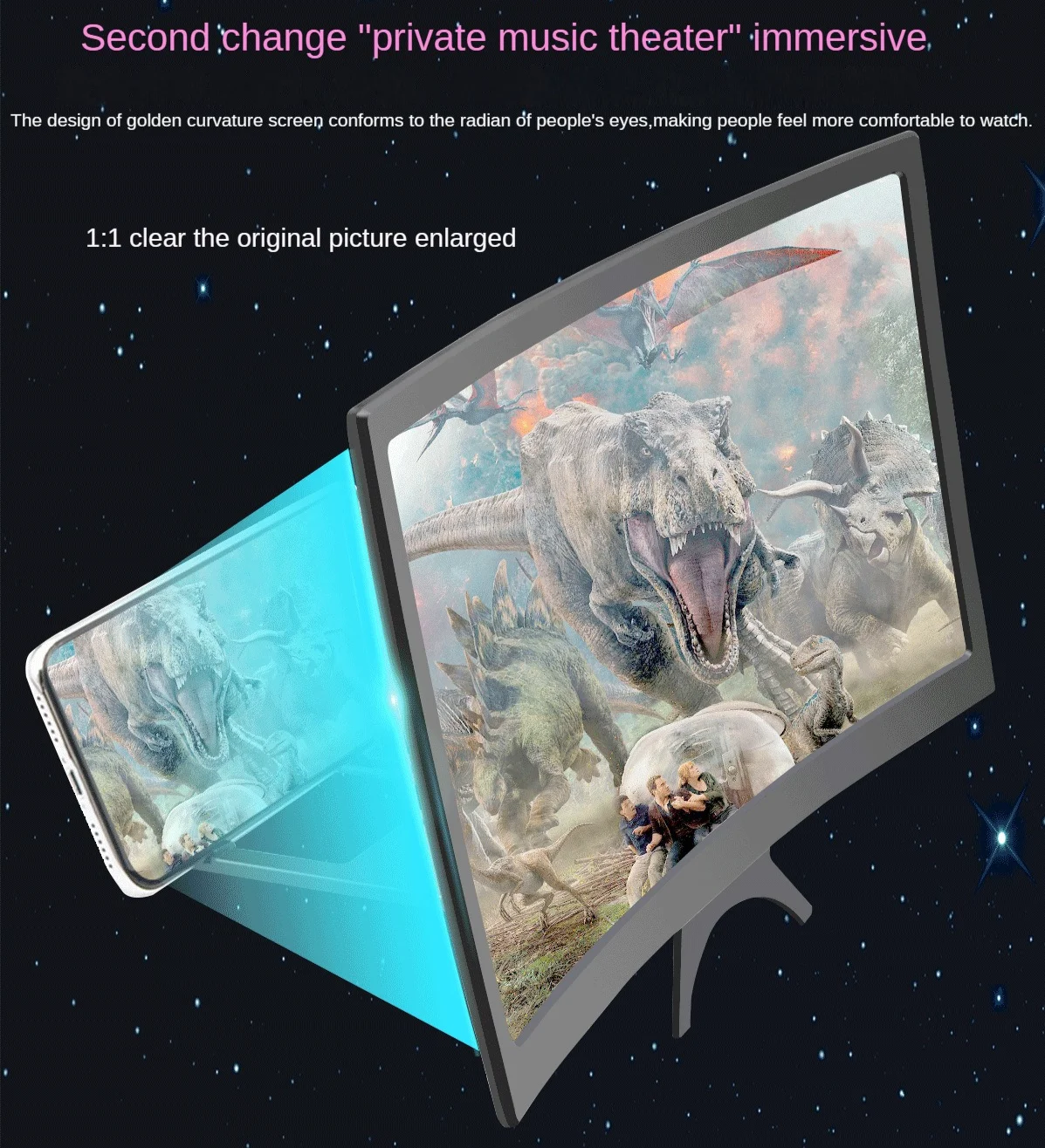 12 14 Inch 3D HD Curved Screen Phone Screen Magnifier Mobile Phone Amplifier Stand on Desktop Mobile Phone Lazy Bracket