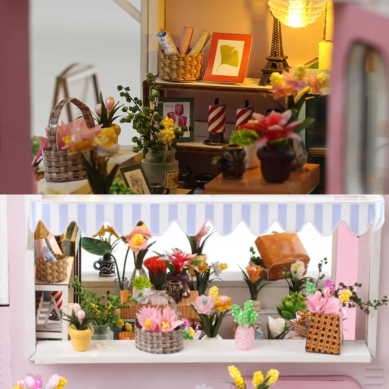 2025 حار لتقوم بها بنفسك خشبية مصغرة زهرة متجر أطقم منمذجة-اليدوية تجميع ديكور لعبة الإبداعية الحرفية هدية للديكور المنزل #2