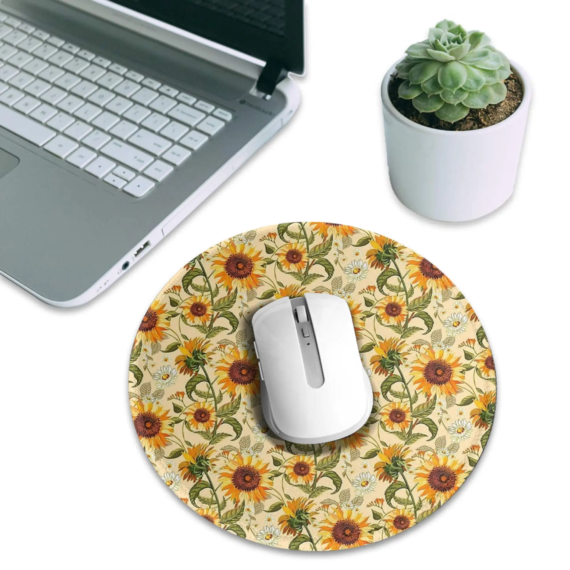 Sunflowers 70s vintage golden Mouse Pad Computer Keyboard Mouse Mat Gamer PC Laptop Desk Mat Office Accessories Table Mats