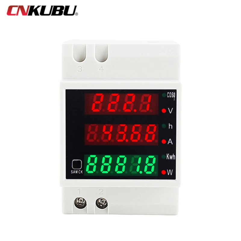 D52-2047 Household Smart Meter Power Meter Voltage Current Factor Detector Digital Display Rail 6 in 1