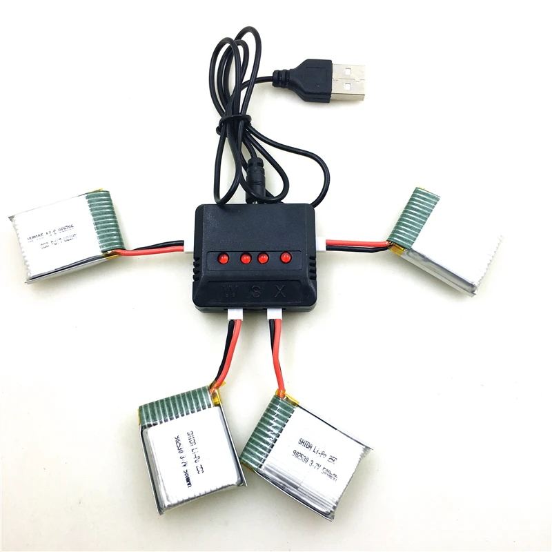 WLtoys XK K150 RC Helicopter Spare Parts 3.7V 500mAh Li-po Battery *4pcs & USB Charger