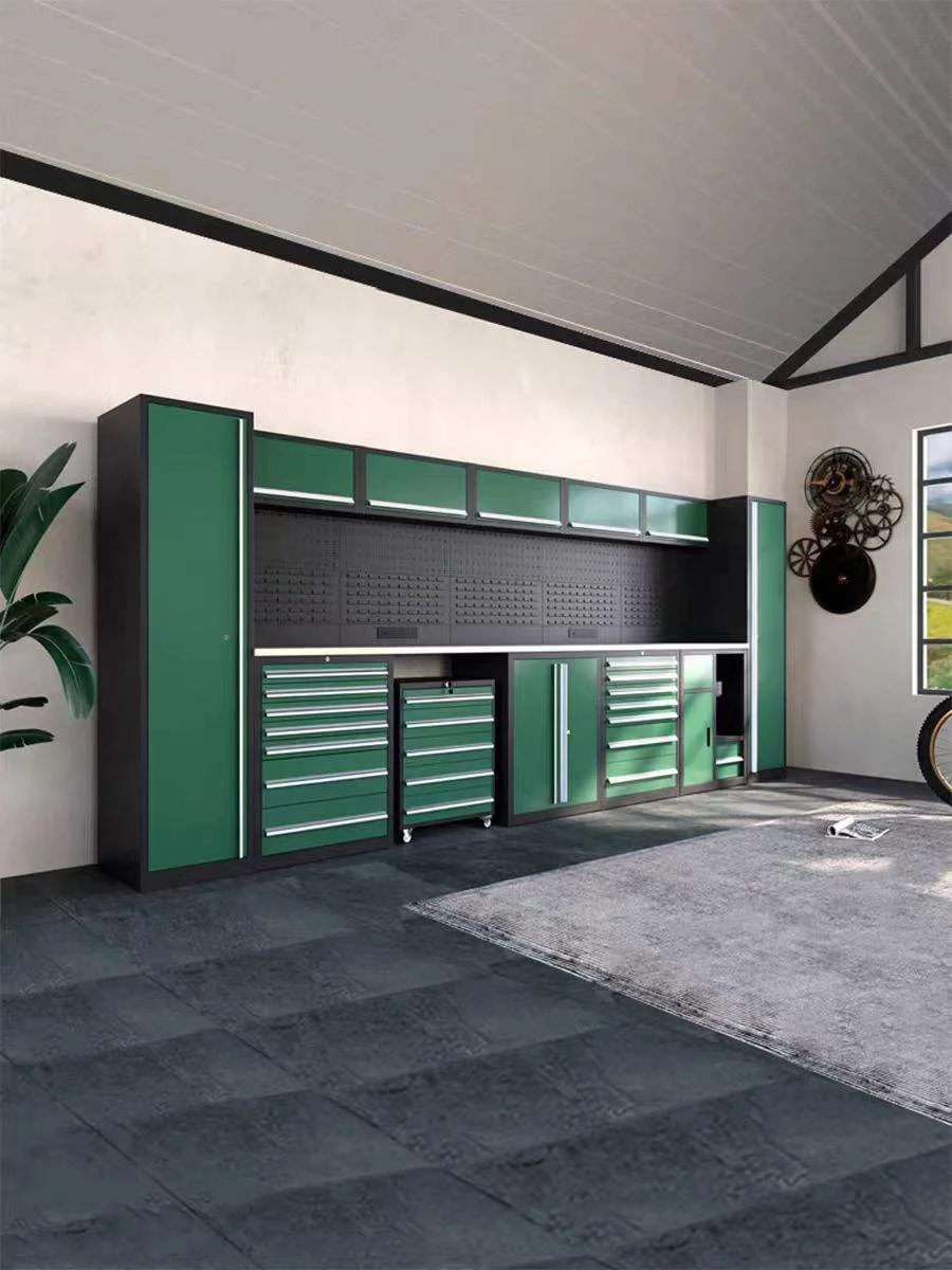 New Design Garage Storage Combination Tool Cabinets Heavy Duty Workshop Metal Workbench Garage Workstation Cabinet
