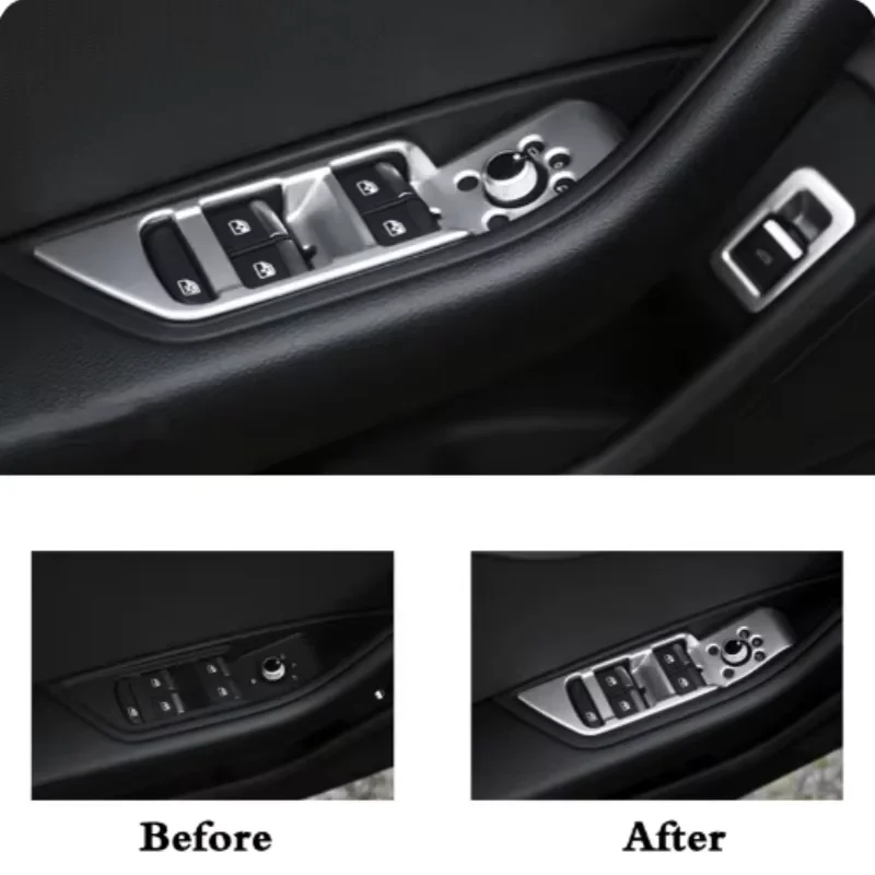 

ABS Matte For Audi A4 b9 2016-2019 Car Accessories Door Window Glass Lift Control Trunk Box Switch Panel Cover Trim Sticker 5Pcs