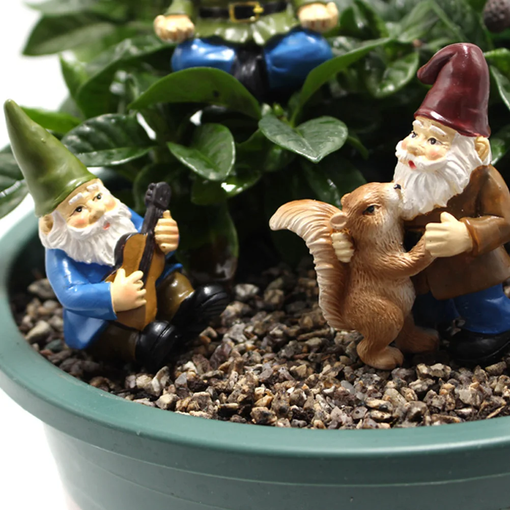 

6Pcs Cartoon Gnome Decor Fine Workmanship Touched Comfortable Cheerful Atmosphere Garden Gnome Statue Ornament