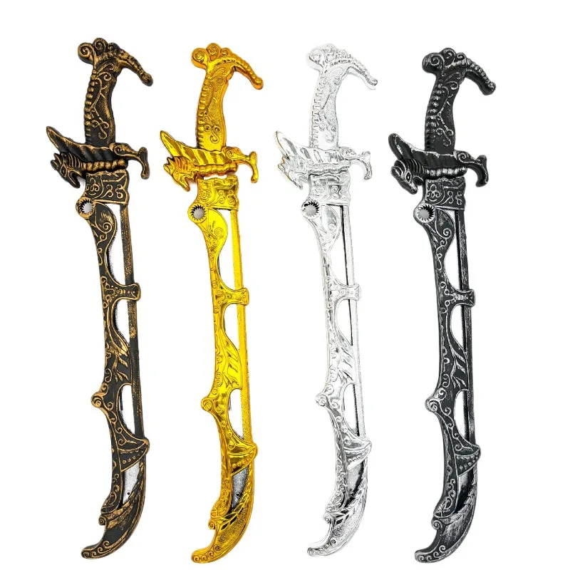 58.5 m/23.03in Kunststoffen Met Schede Speelgoed Zwaard Westerse Gebogen Mes Cosplay Model Props Wapens Collectible Display Feestartikelen