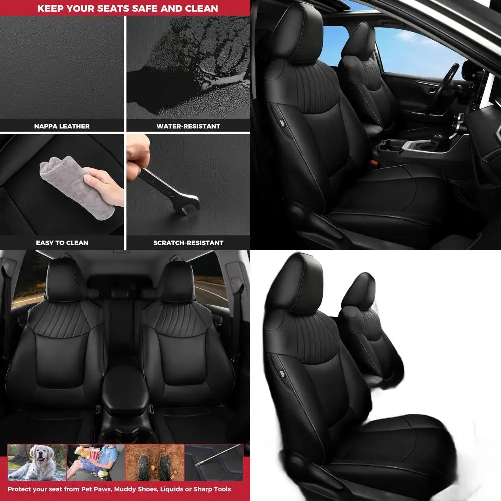 

Custom Fit Car Seat Covers Full Set for 2019-2024 SUV - Waterproof Luxury Leather Automotive Seat Covers, Black