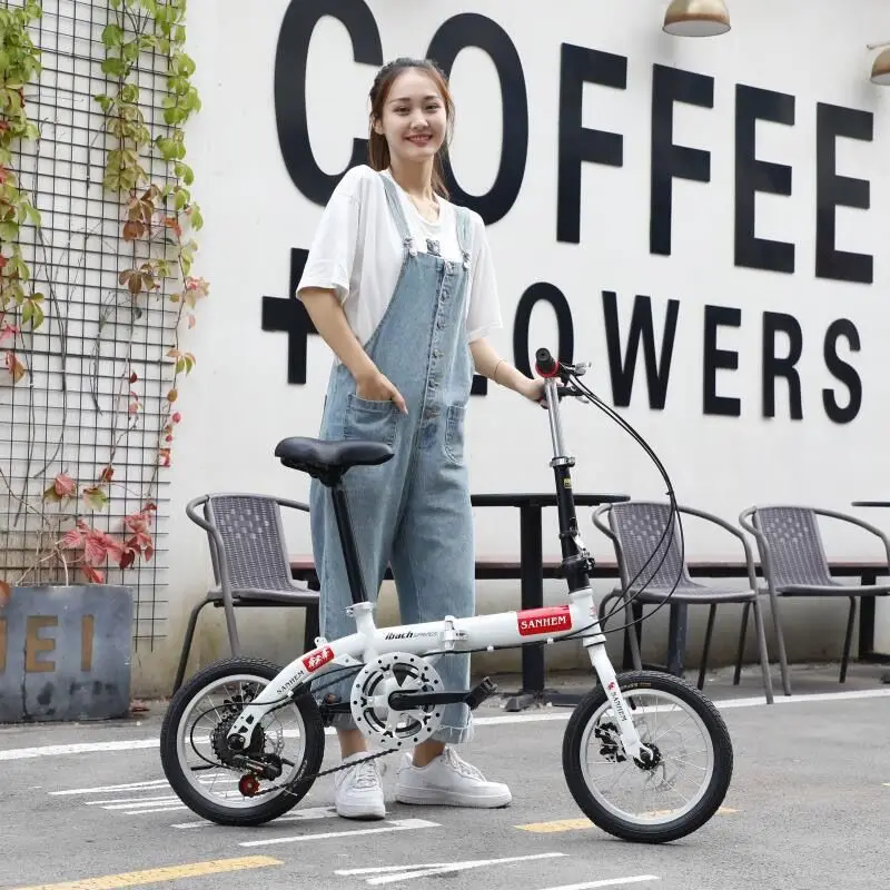 Solid tire bicycle 14/16/20 inch folding variable speed adult children men and women super lightweight small air-free