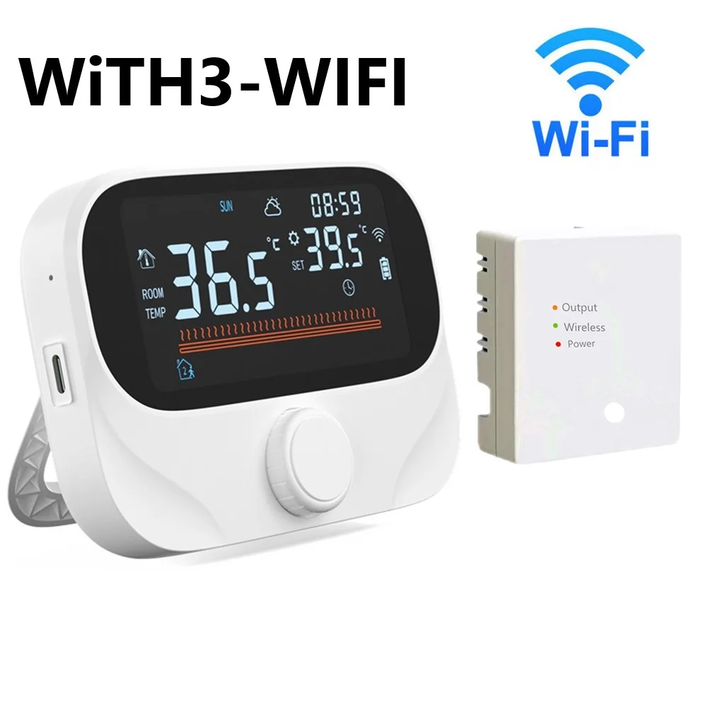 For Boiler RF Boiler Thermostat Remote Temperature Control 118x86x24mm Switch WeatherHumidity Display Large Screen