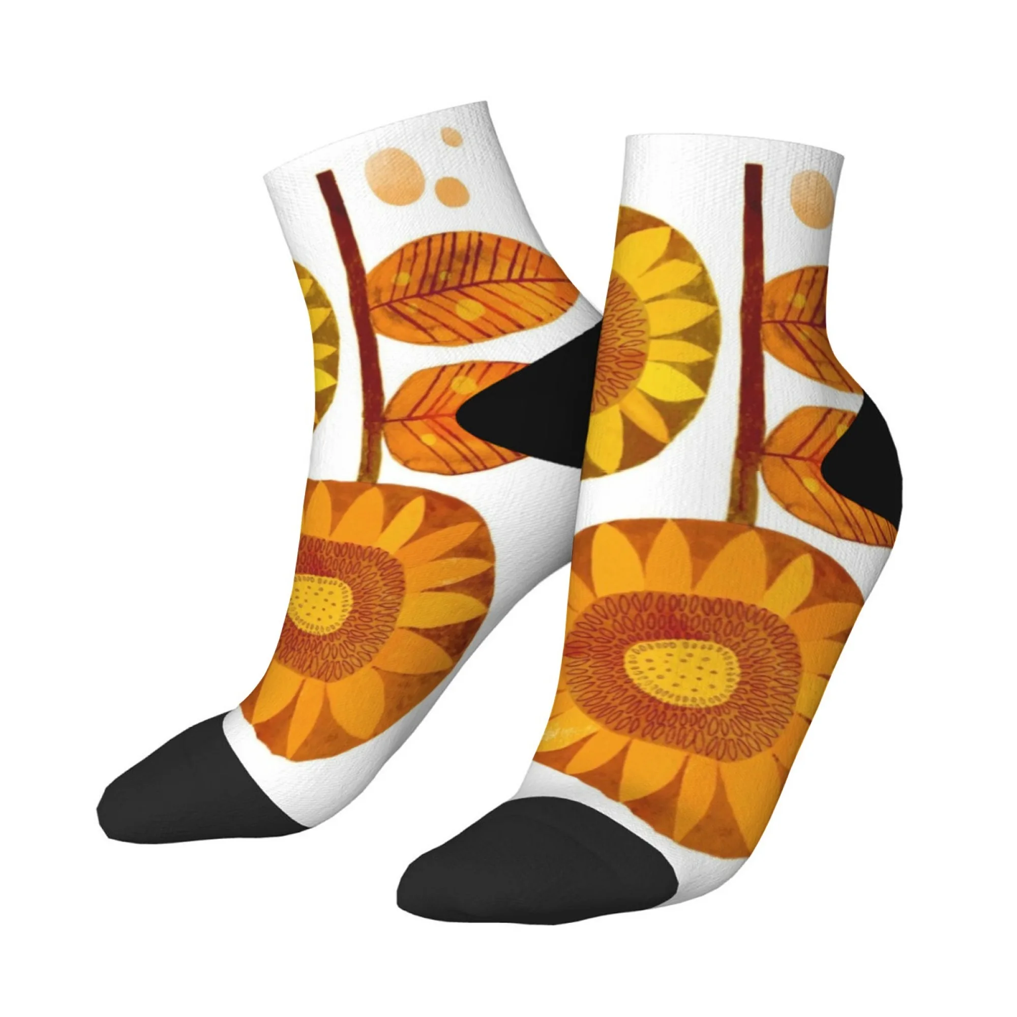 

Абстрактные короткие носки с подсолнухом, новинка, забавные, сумасшедшие компрессионные носки, мягкие, удобные, повседневные, в стиле хип-хоп, дышащие, легкие