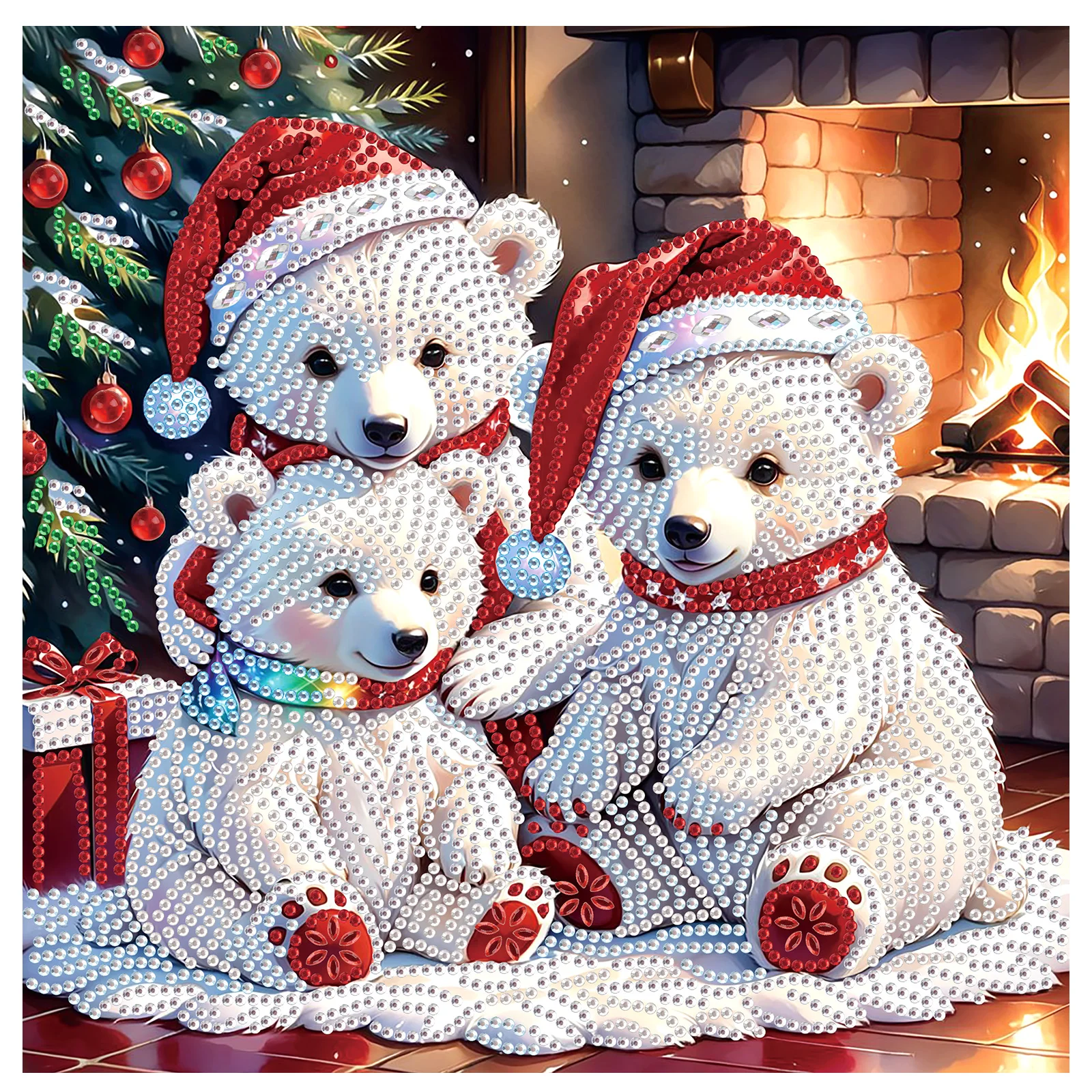 Diamond Art Painting Kits for Adults,DIY Cute white bear Special Shaped Crystal Diamond Kits for Beginner for Home Wall Decorate