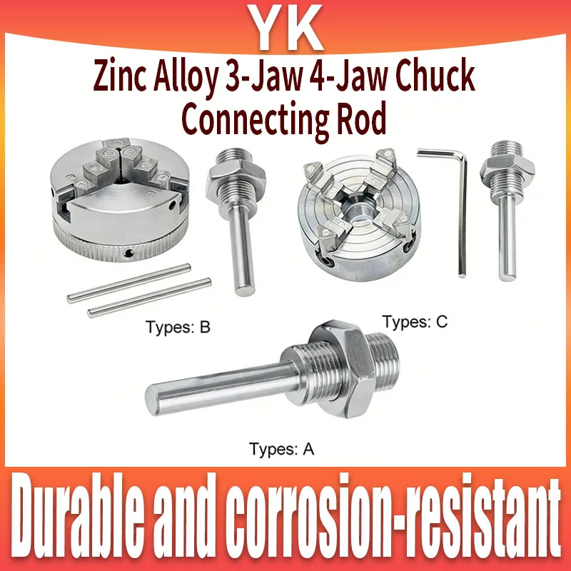 Zinc Alloy 3-Jaw 4-Jaw Self Centering Chuck Connecting Rod Wood Turning Chuck Optional Clamp Accessory for Mini Metal Lathe