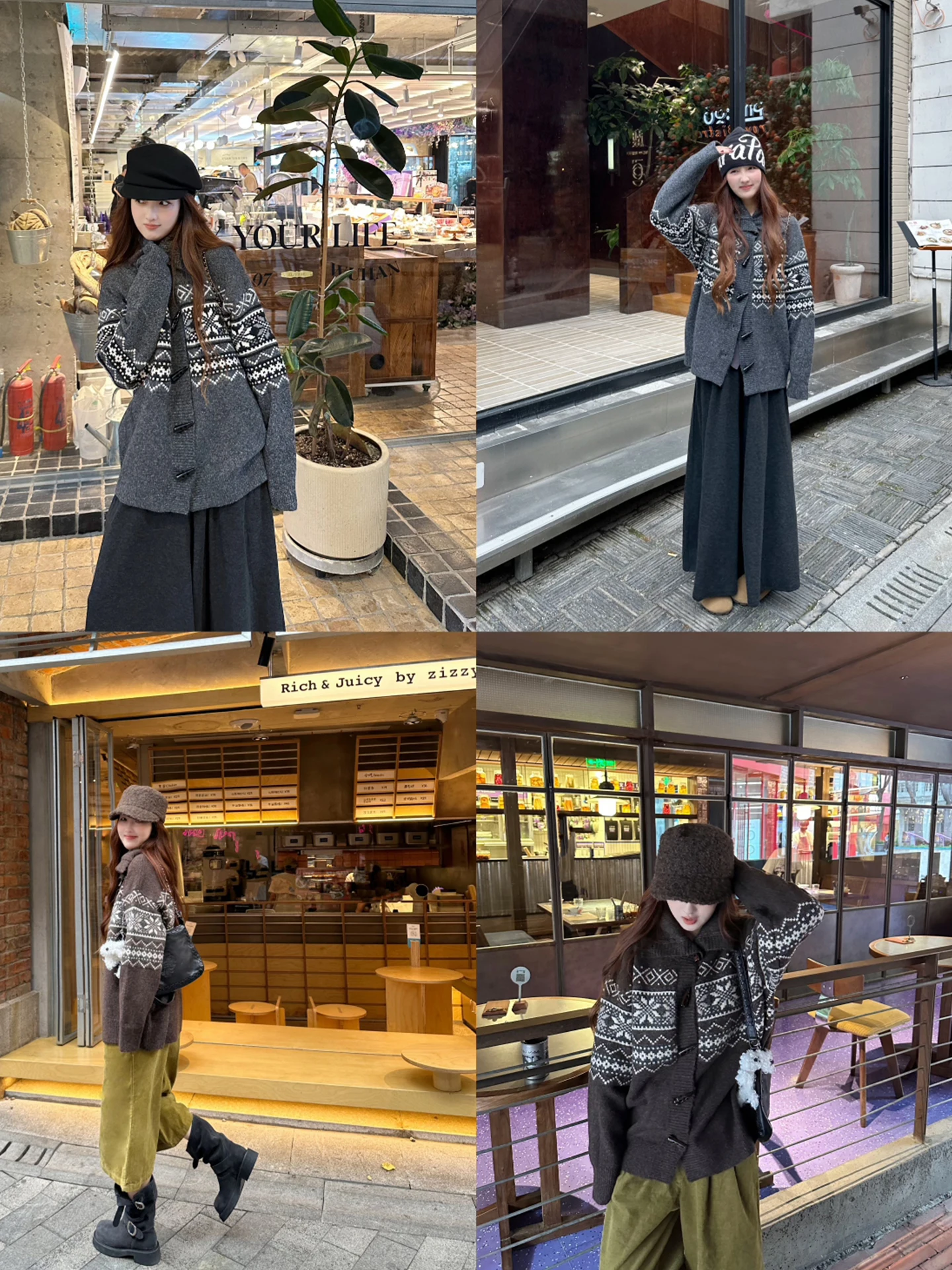 

WANNANKE Rong Evening Glow Fair Isle Button Cardigan Loose Lazy Knitted Sweater Jaet Women's Loose Fit Long Sve Knitwear