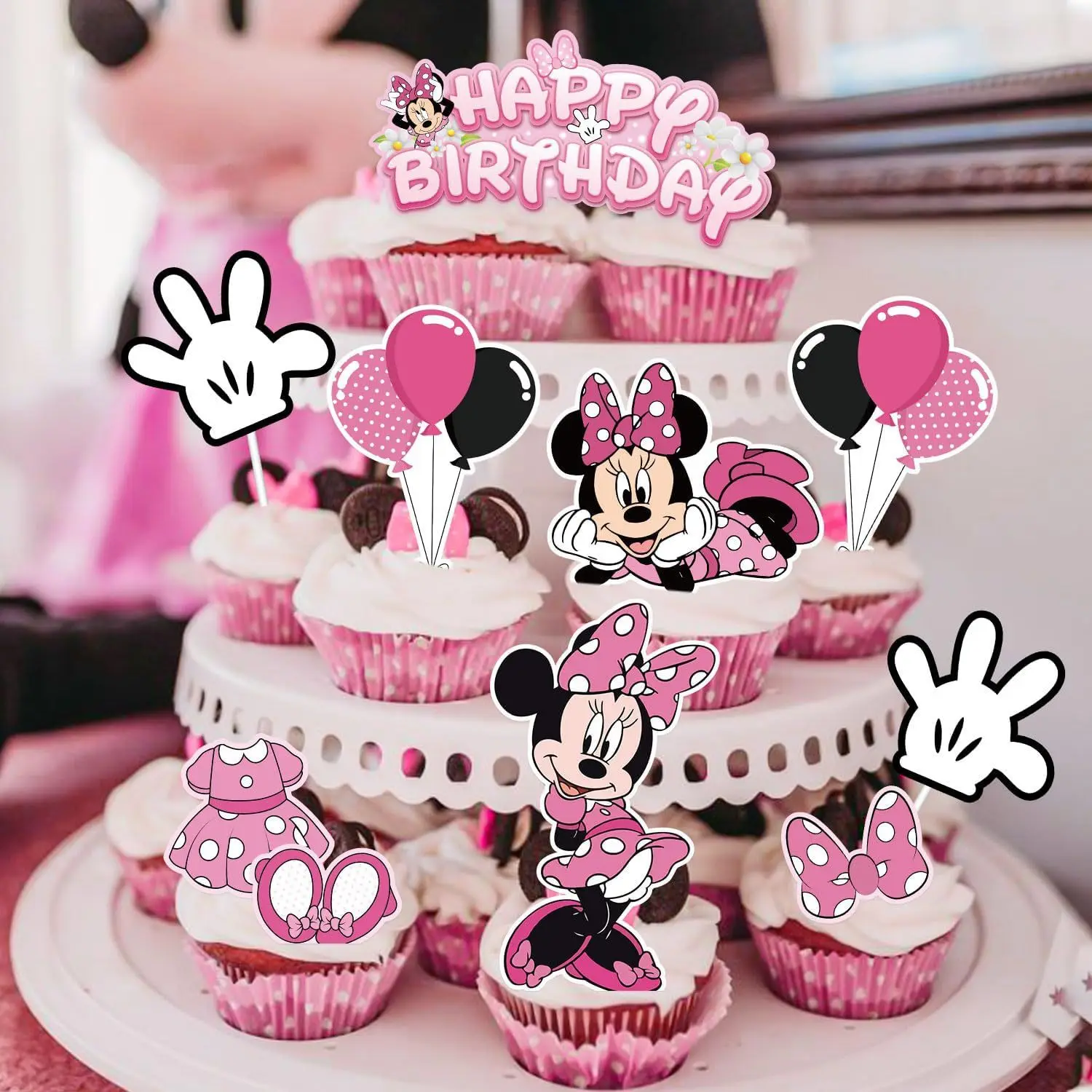 Disney Mickey and Minnie Kids Birthday Party Cake Decoration Minnie Party Cake Topper  For Kild Baby Shower Party Supplies Gifts