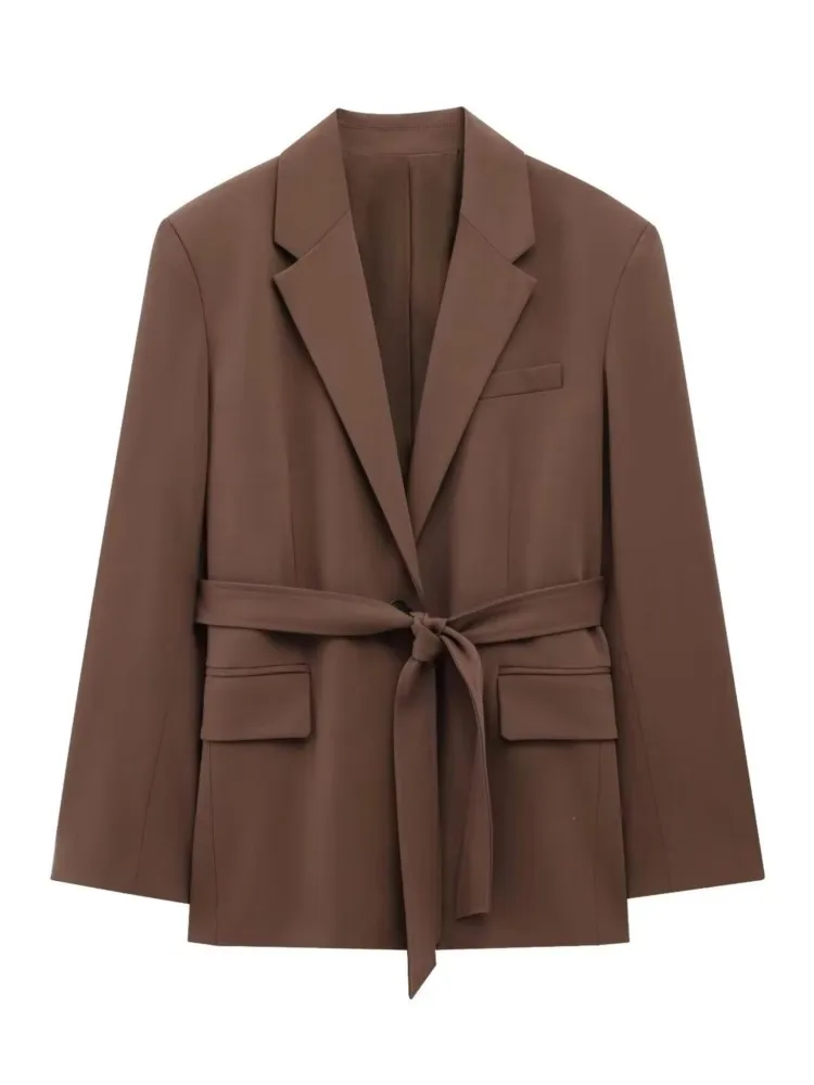 Elegant Blazer Coat For Women 2025 New Spring Office Lady Fashion Casual Loose Suit Jacket Long Sleeve Single Breasted Outerwear