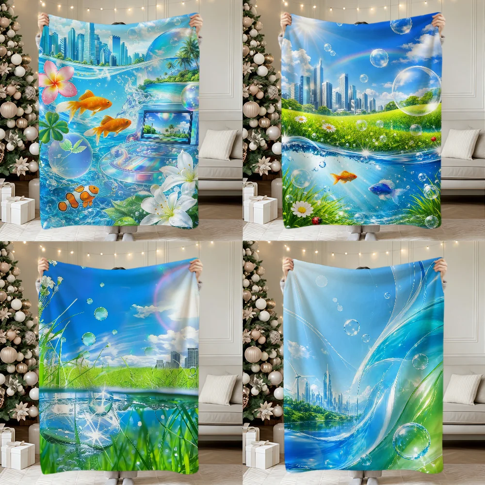 Tropical Preppy Frutiger Aero Art Y2k Soft Warm Plush Blanket For Dorm Sofa Living Room Pet Hogar Bedroom Gift Nap Home Flannel